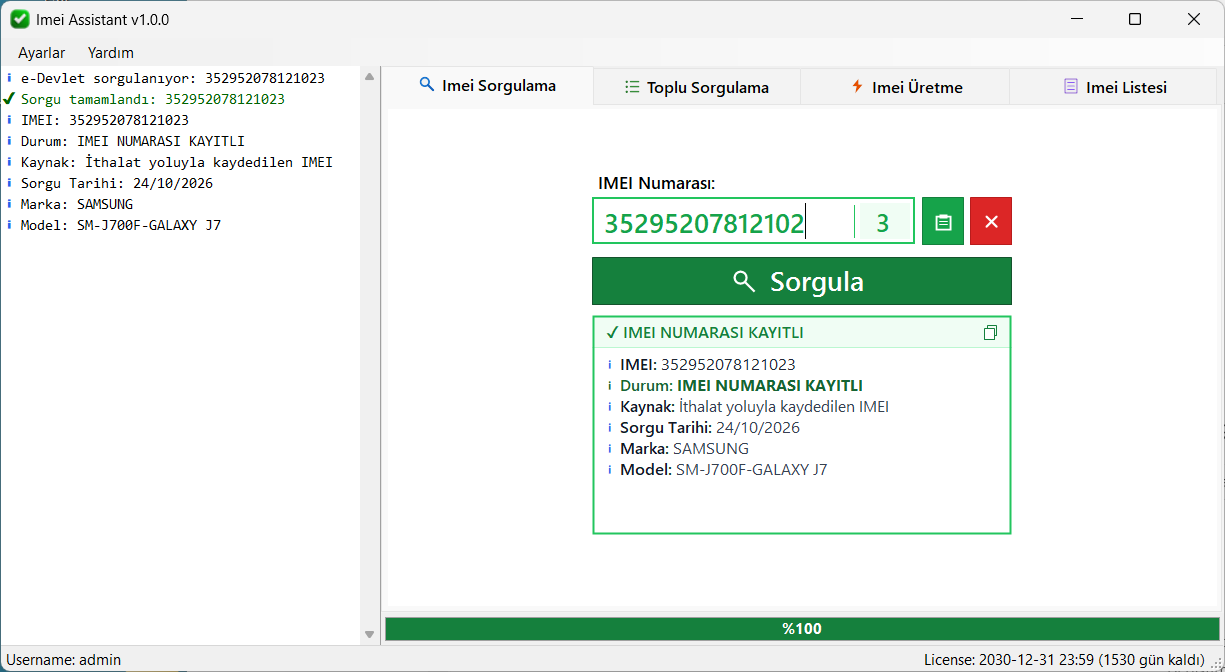 Tekli IMEI Sorgulama & Detaylı Cihaz Raporu